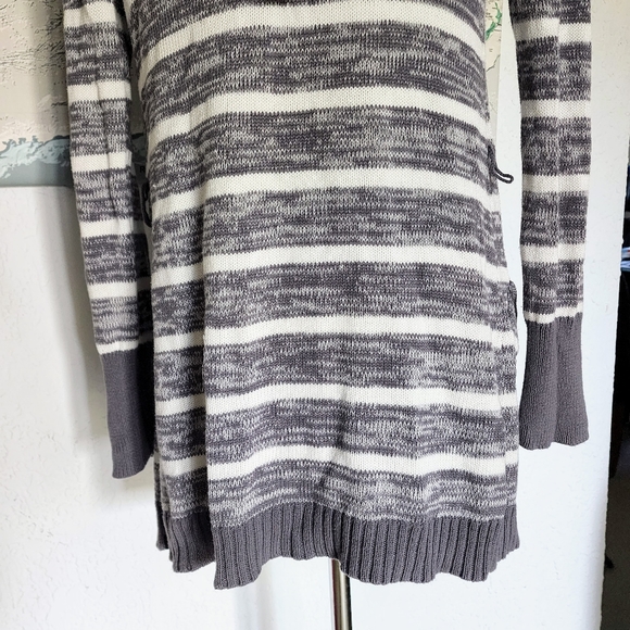 Roxy Open Front Cardigan Size Small 100% Cotton Long Sleeve Striped Sweater - Picture 6 of 10